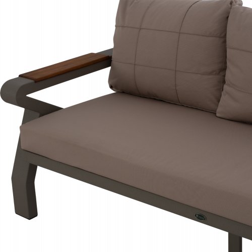 OUTDOOR-SET 4TLG GRAU ALUMINIUM UND IROKO HOLZ