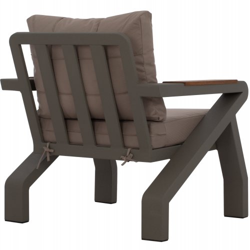 OUTDOOR-SET 4TLG GRAU ALUMINIUM UND IROKO HOLZ
