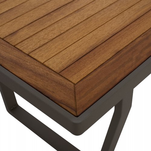 OUTDOOR-SET 4TLG GRAU ALUMINIUM UND IROKO HOLZ