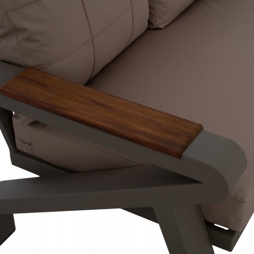 OUTDOOR-SET 4TLG GRAU ALUMINIUM UND IROKO HOLZ