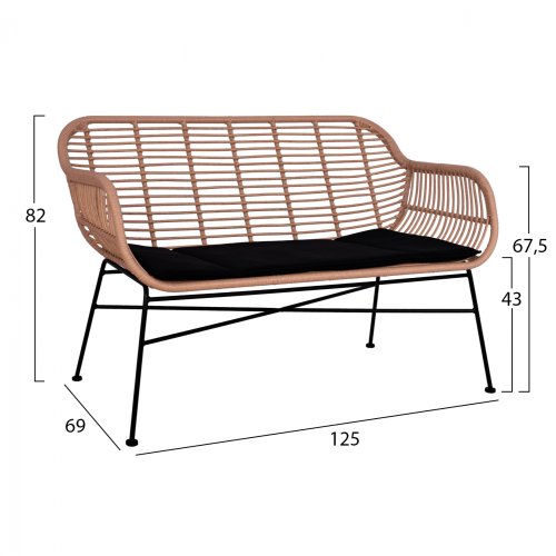 4-tlg Loungeset ,,Allegra“ in schwarz-beige