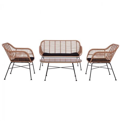 4-tlg Loungeset ,,Allegra“ in schwarz-beige