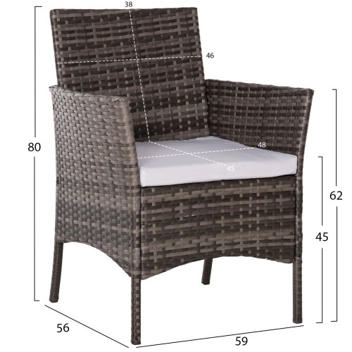 OUTDOOR-LOUNGE-SET 4-TLG. SYNTHETISCHES RATTAN IN GRAU – KISSEN IN BEIGE
