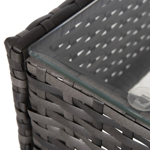 OUTDOOR-LOUNGE-SET 4-TLG. SYNTHETISCHES RATTAN IN GRAU – KISSEN IN BEIGE