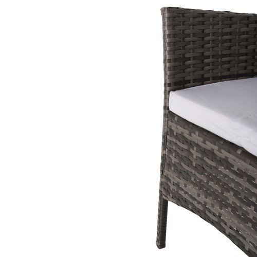 OUTDOOR-LOUNGE-SET 4-TLG. SYNTHETISCHES RATTAN IN GRAU – KISSEN IN BEIGE