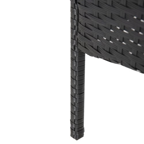OUTDOOR-LOUNGE-SET 4-TLG. SYNTHETISCHES RATTAN IN SCHWARZ – KISSEN IN GRAU