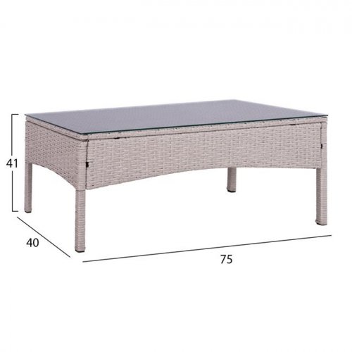 LOUNGE-SET 4-TLG. GRAU RATTAN MIT KISSEN