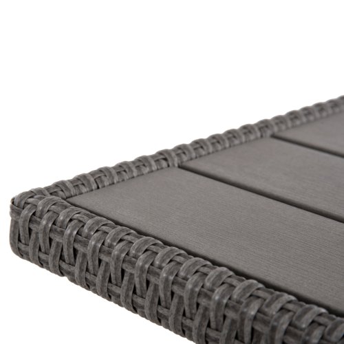OUTDOOR-LOUNGE-SET RECHTES ECKENSOFA & TISCH GRAU SYNTHETISCHER RATTAN-KISSEN-PS-HOLZ