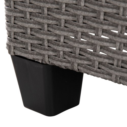 OUTDOOR-LOUNGE-SET RECHTES ECKENSOFA & TISCH GRAU SYNTHETISCHER RATTAN-KISSEN-PS-HOLZ