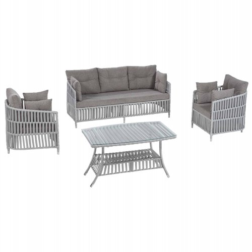 PROFESSIONELLES WOHNZIMMER-SET. REIHE 4ST OUTDOOR ALUMINIUM SEIL ANOIXTO GRAU
