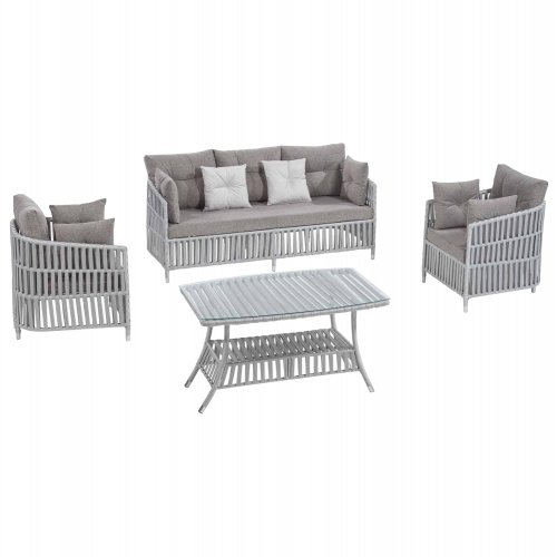 PROFESSIONELLES WOHNZIMMER-SET. REIHE 4ST OUTDOOR ALUMINIUM SEIL ANOIXTO GRAU
