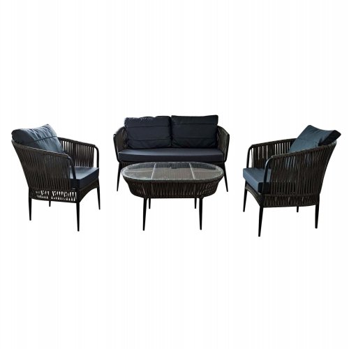 PROFESSIONELLES WOHNZIMMER-SET. REIHE 4ST OUTDOOR ALUMINIUM SEIL ANOIXTO GRAU - Kopie