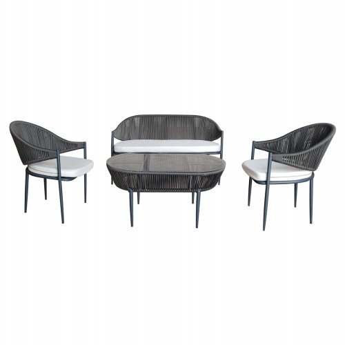 WOHNZIMMERSET PROFESSIONAL LITO 4TLG ALUMINIUMSEIL GRAU-SCHWARZ KISSEN