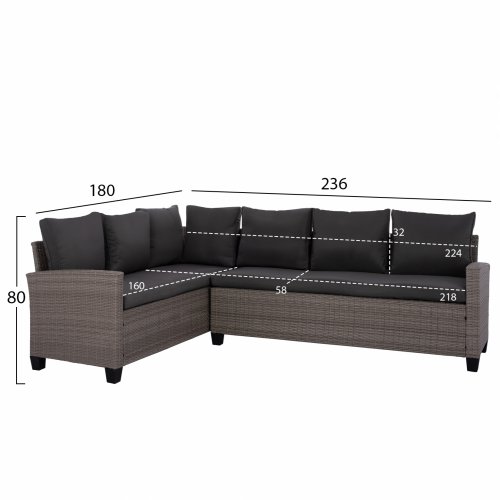 Outdoor Sofa in Grau Geflecht Wicker
