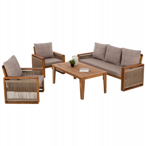 4TLG OUTDOOR LOUNGE SET AUS MASSIVEM IROKO NUSSBAUM  - Nächstes Erscheinungsdatum: 18.05.2023