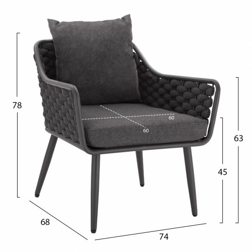 Outdoor-Lounge aus Metallrahmen in grauer Farbe (4-teilig)