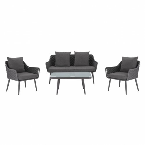 Outdoor-Lounge aus Metallrahmen in grauer Farbe (4-teilig)