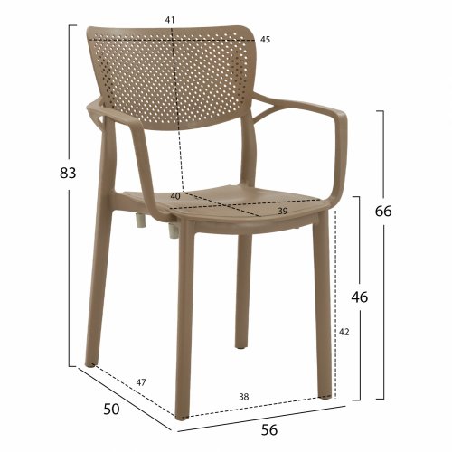 ESSZIMMERSET 5-TEILIG POLYPROPYLEN TISCH 120X70 & SESSEL "CAFFEE"
