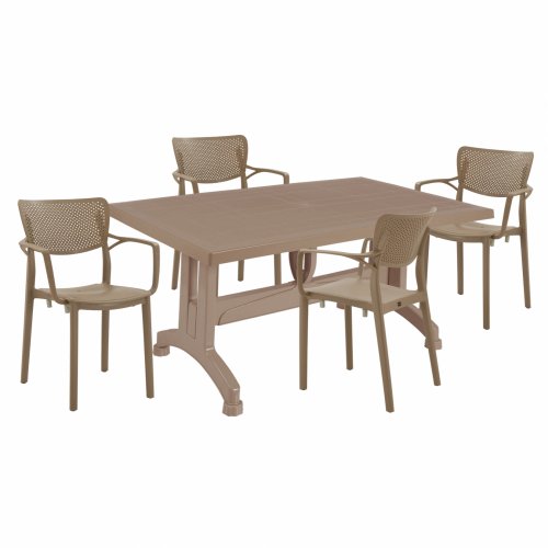 ESSZIMMERSET 5-TEILIG POLYPROPYLEN TISCH 140X80 & KAFFEESESSEL