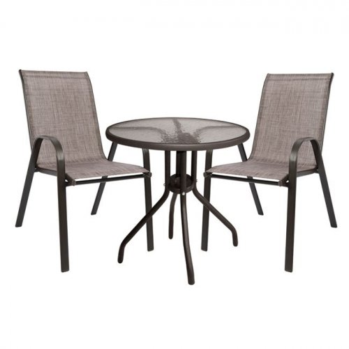 Outdoor Esstisch Set 3Stck in Braun