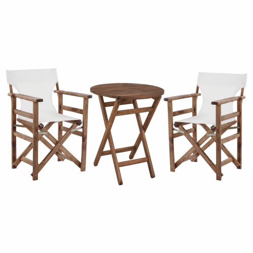 Ess-Set 3-teilig Tisch Φ60 cm und "Lemnos" Sessel aus Walnuss