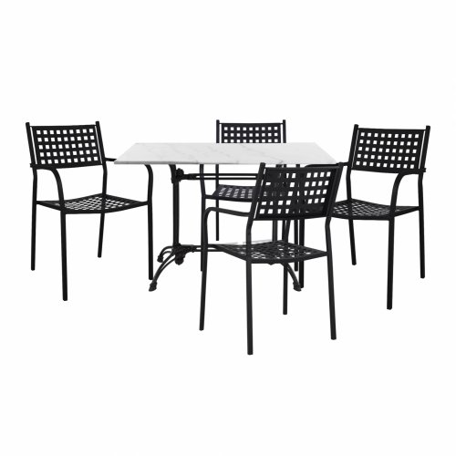 5 STCK OUTDOOR ESS-SET MIT MARMORTISCH