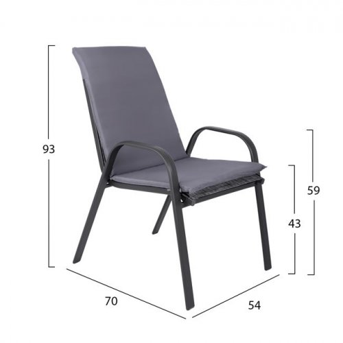 Esstischset (7-teilig) in grau mit integriertem Sicherheitsglas