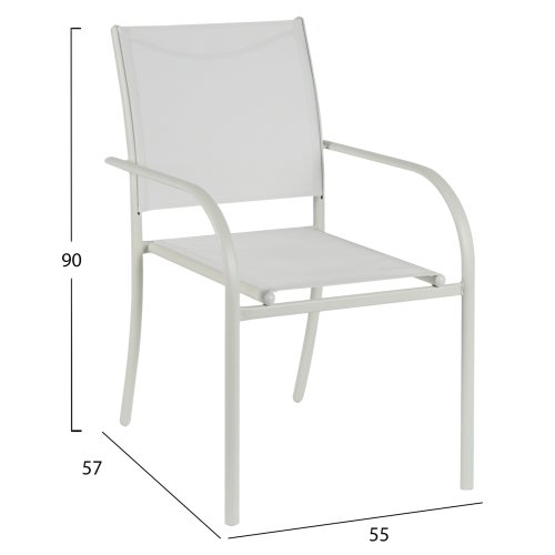 ESSZIMMERSET FÜR DEN FREIEN 5-TEILIG WEISSER METALL-TISCH-WEISSE METALL-SESSEL
