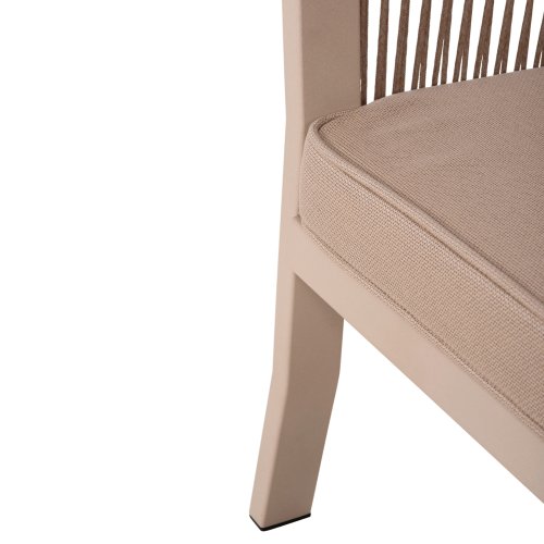 OUTDOOR-ESSZIMMER-SET 7-TEILIG ALUMINIUM IN BEIGE-HPL-GRAUEM MARMOR-CAPUCCINO-KISSEN UND SEIL