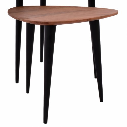 "EMILIANO" MASSIVES AKAZIENHOLZ-SET MIT SCHWARZEN BEINEN 69,5 x 67 x 46 cm