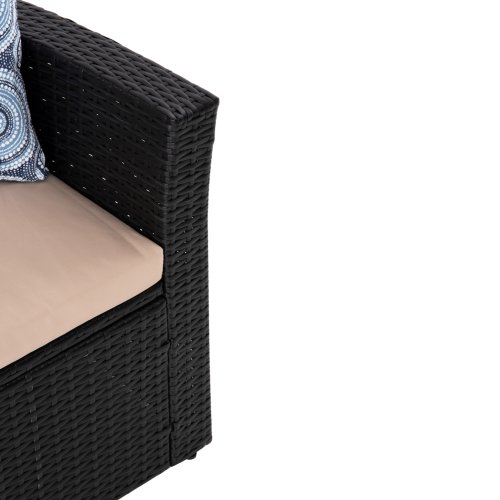 OUTDOOR LOUNGE 4-TEILIGES SET SYNTHETISCHES RATTAN IN ANTHRAZIT-BEIGE KISSEN