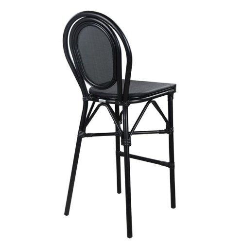 Bar Hocker aus Aluminium in Bambus-Optik in schwarz