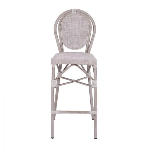Bar Hocker aus Aluminium in Bambus-Optik in weiß-creme