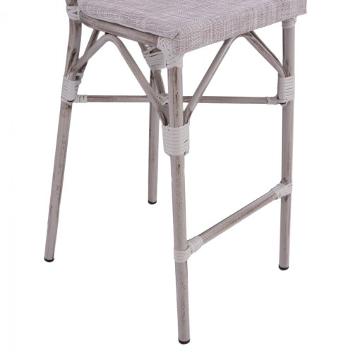 Bar Hocker aus Aluminium in Bambus-Optik in weiß-creme