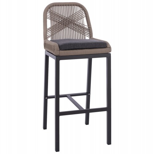 ALUMINIUM HOCKER PROFESSIONAL GRAU MIT BEIGEM SEIL 46x53x100 cm