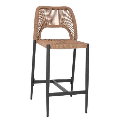 HOCKER MITTELHÖHE DUNKELGRAUES ALUMINIUM MIT SYNTHETISCHEM RATTAN BEIGE 46x58x95cm