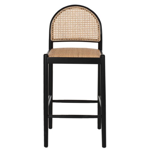 HOCKER AUS BUCHE-RATTAN MIT RÜCKENBOGEN SCHWARZ 43,5x50x98 cm