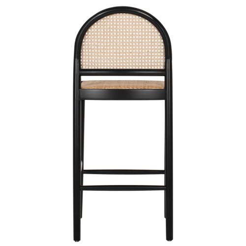 HOCKER AUS BUCHE-RATTAN MIT RÜCKENBOGEN SCHWARZ 43,5x50x98 cm