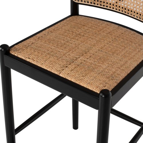 HOCKER AUS BUCHE-RATTAN MIT RÜCKENBOGEN SCHWARZ 43,5x50x98 cm
