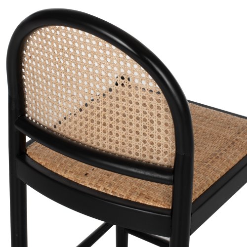 HOCKER AUS BUCHE-RATTAN MIT RÜCKENBOGEN SCHWARZ 43,5x50x98 cm