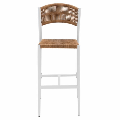 ALUMINIUM BARHOCKER WEISS MIT PE SEIL BEIGE 45,5x56x111 cm