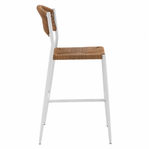 ALUMINIUM BARHOCKER WEISS MIT PE SEIL BEIGE 45,5x56x111 cm