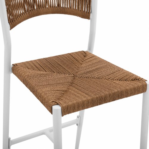 ALUMINIUM BARHOCKER WEISS MIT PE SEIL BEIGE 45,5x56x111 cm