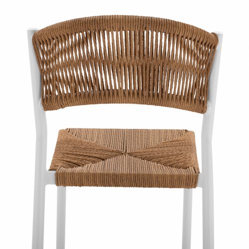 ALUMINIUM BARHOCKER WEISS MIT PE SEIL BEIGE 45,5x56x111 cm