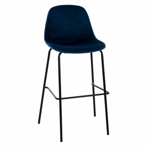 VINCENT STOOL VELVET BLUE AND METAL FRAME 56,5x47x106 cm
