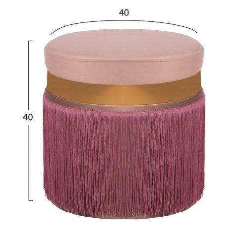 CALI HOCKER AUS PINK BURGUNER SAMT MIT GOLDRING