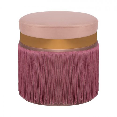 CALI HOCKER AUS PINK BURGUNER SAMT MIT GOLDRING