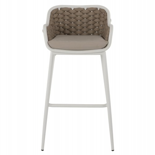 HOCKER MIT WEIßEM METALLGESTELL UND BEIGEM SEIL-DESIGN 50x51x103cm