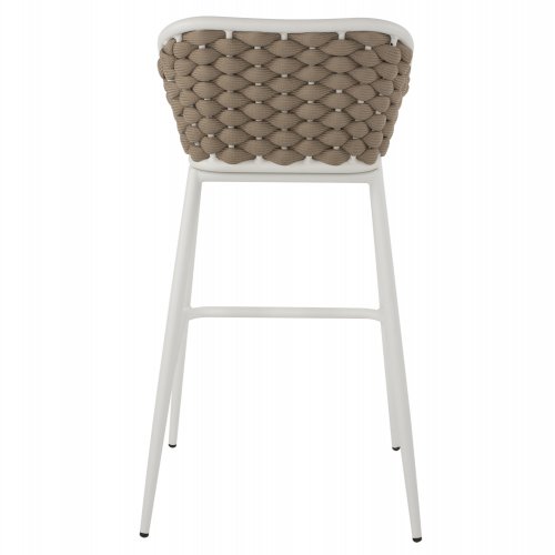 HOCKER MIT WEIßEM METALLGESTELL UND BEIGEM SEIL-DESIGN 50x51x103cm