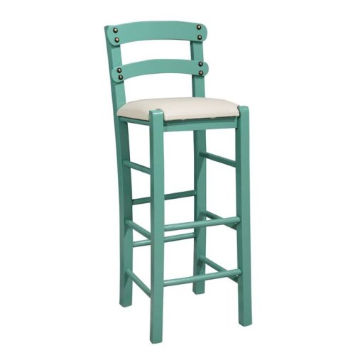 Barhocker mit cremefarbenem Kunstledersitz in Patina-Grün